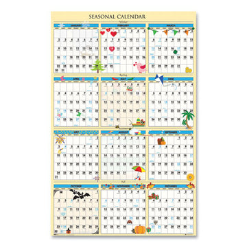 House of Doolittle™ Recycled Seasonal Laminated Wall Calendar, Earthscapes Illustrated Seasons Artwork, 24 X 37, 12-month (jan To Dec): 2022 freeshipping - TVN Wholesale